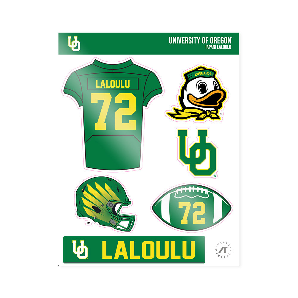Oregon - NCAA Football : Iapani Laloulu - Sticker Sheet-0