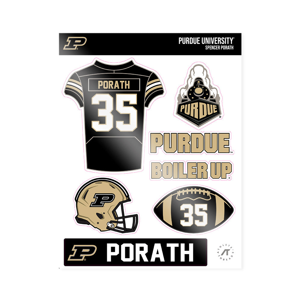 Purdue - NCAA Football : Spencer Porath - Sticker Sheet-0