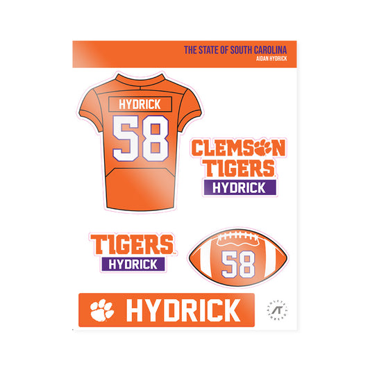 Clemson - NCAA Football : Aidan Hydrick - Sticker Sheet-0