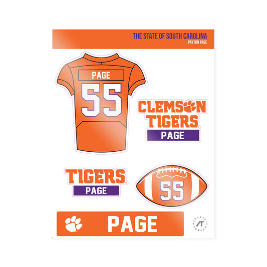 Clemson - NCAA Football : Payton Page - Sticker Sheet-0