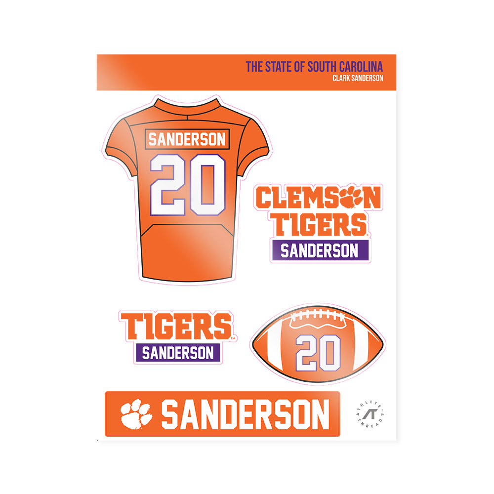 Clemson - NCAA Football : Clark Sanderson - Sticker Sheet-0