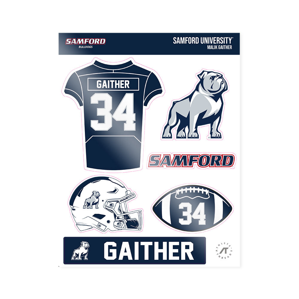 Samford - NCAA Football : Malik Gaither - Sticker Sheet-0