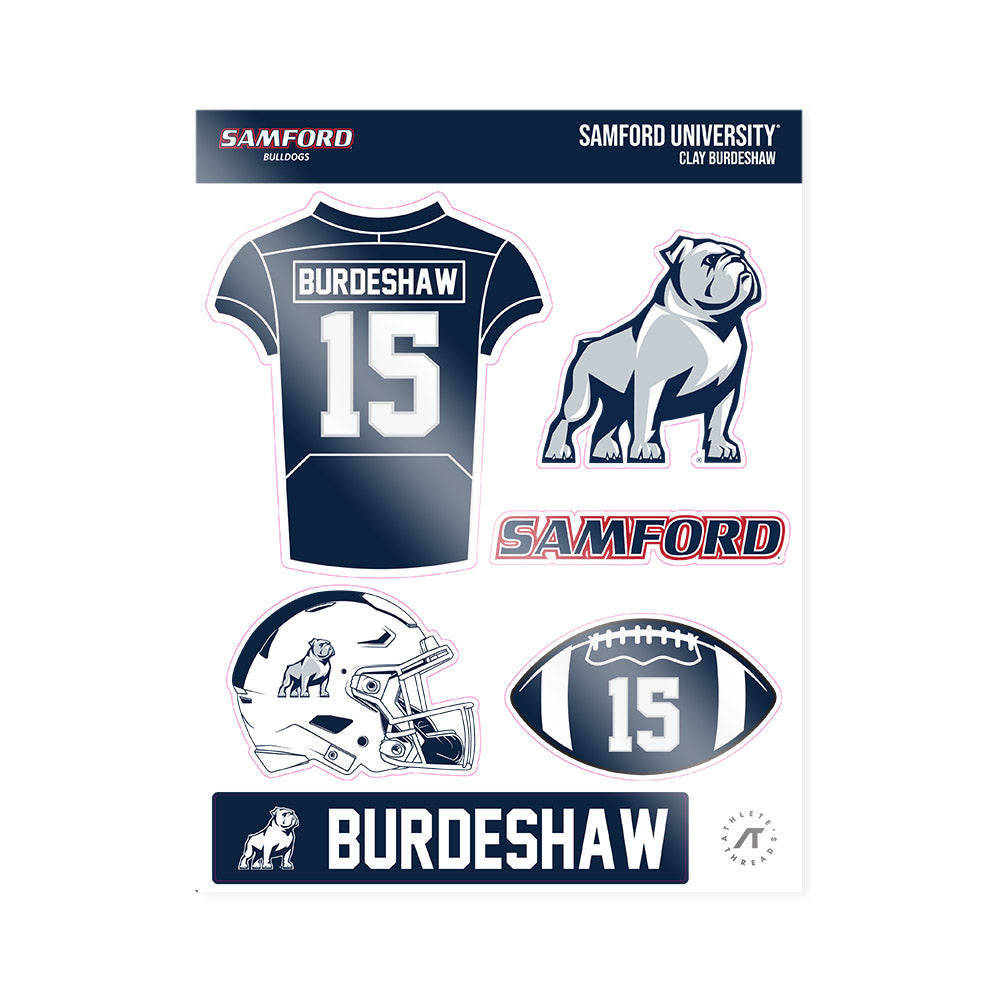 Samford - NCAA Football : Clay Burdeshaw - Sticker Sheet-0