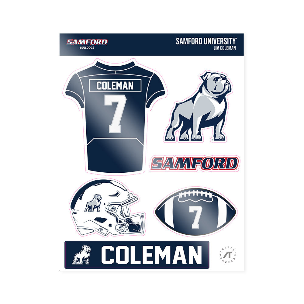 Samford - NCAA Football : Jim Coleman - Sticker Sheet-0