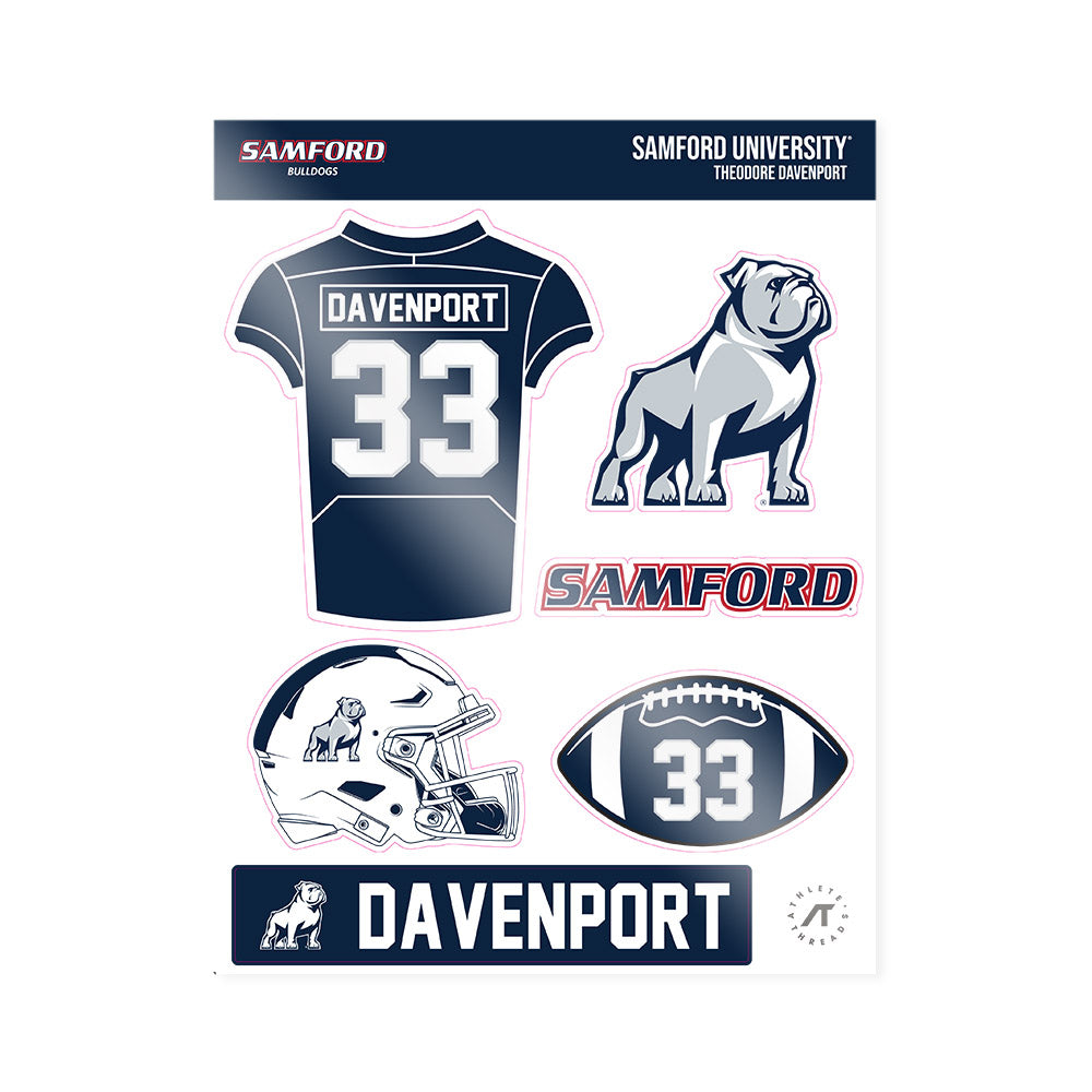 Samford - NCAA Football : Theodore Davenport - Sticker Sheet-0