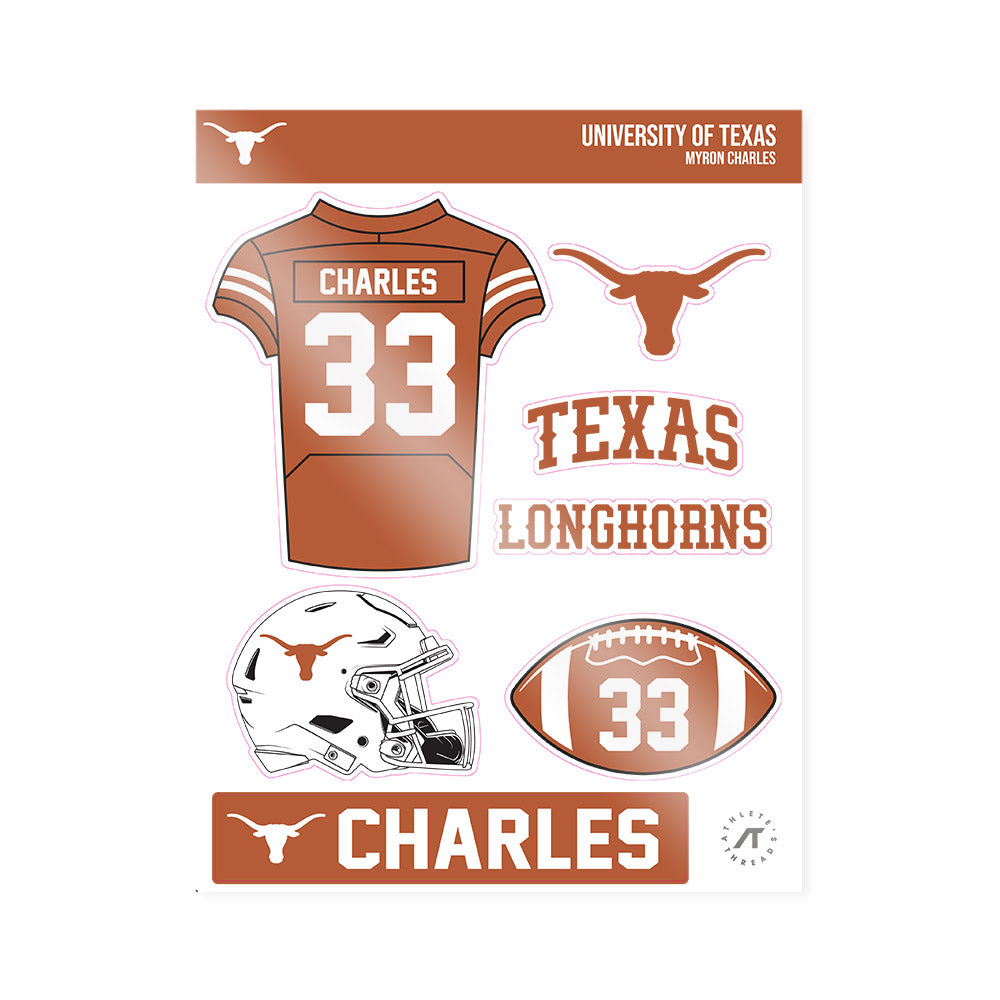 Texas - NCAA Football : Myron Charles - Sticker Sheet-1