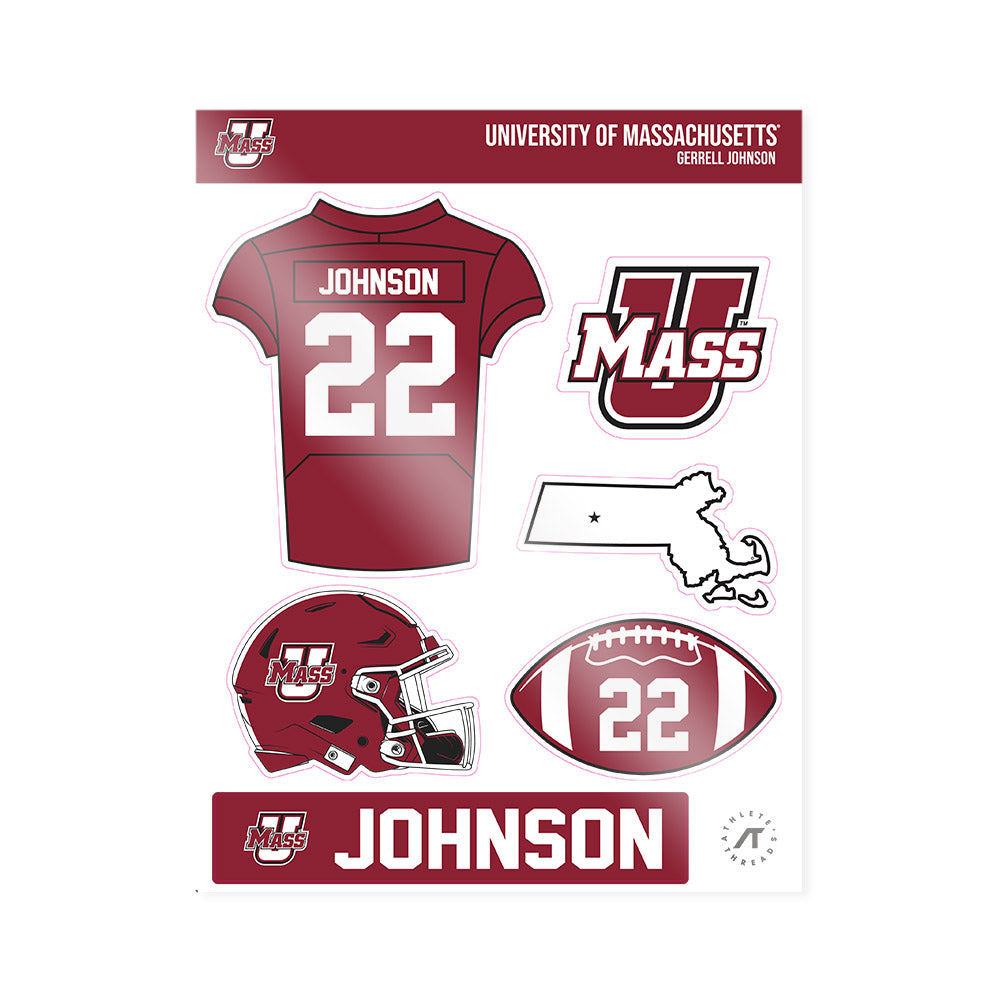 UMass - NCAA Football : Gerrell Johnson - Sticker Sheet-0