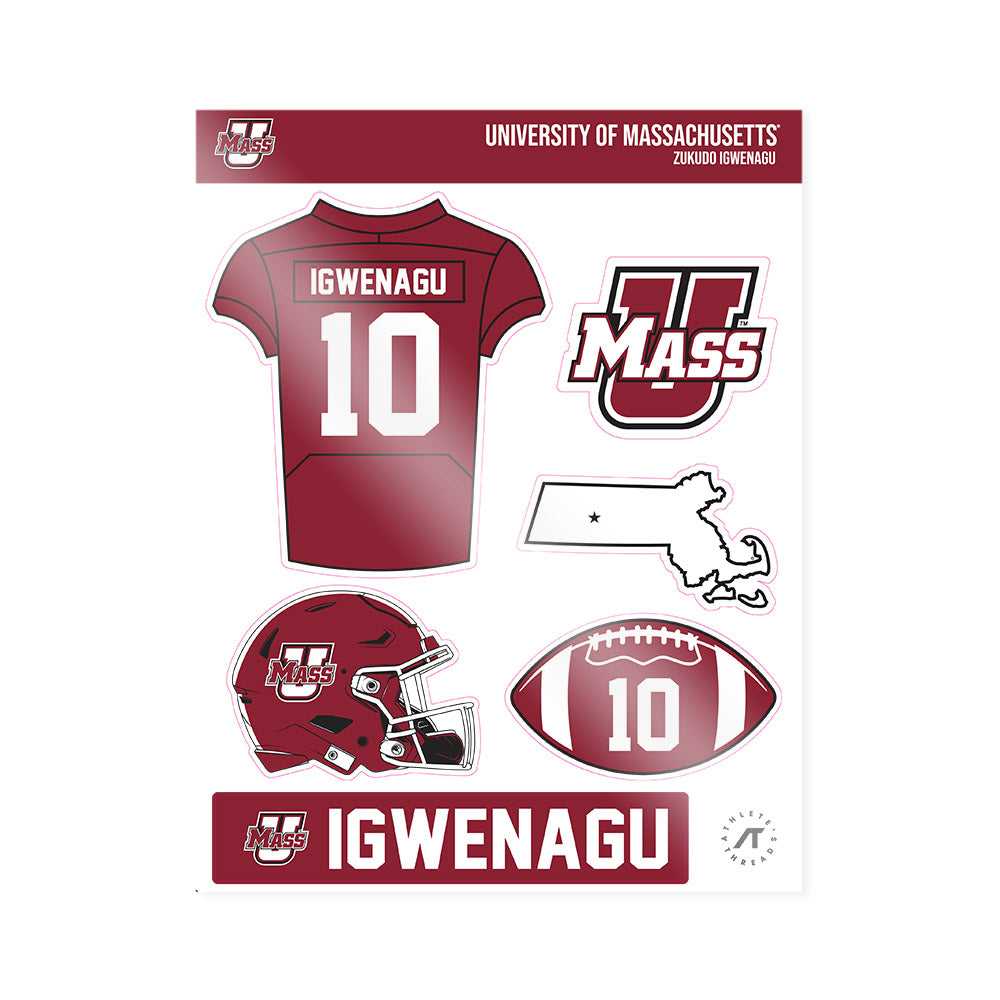 UMass - NCAA Football : Zukudo Igwenagu - Sticker Sheet-0