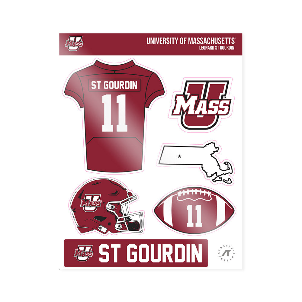 UMass - NCAA Football : Leonard St Gourdin - Sticker Sheet-0