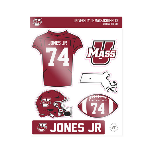 UMass - NCAA Football : William Jones Jr - Sticker Sheet-0