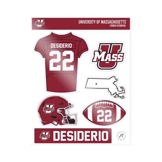UMass - NCAA Football : Cookie Desiderio - Sticker Sheet-0