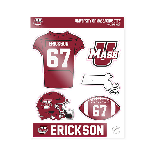 UMass - NCAA Football : Cole Erickson - Sticker Sheet-0