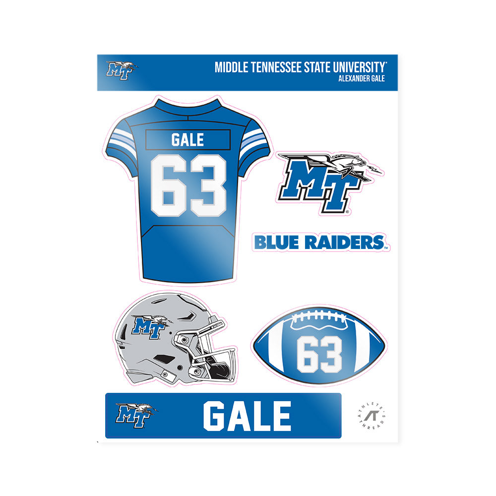 MTSU - NCAA Football : Alexander Gale - Sticker Sheet-0