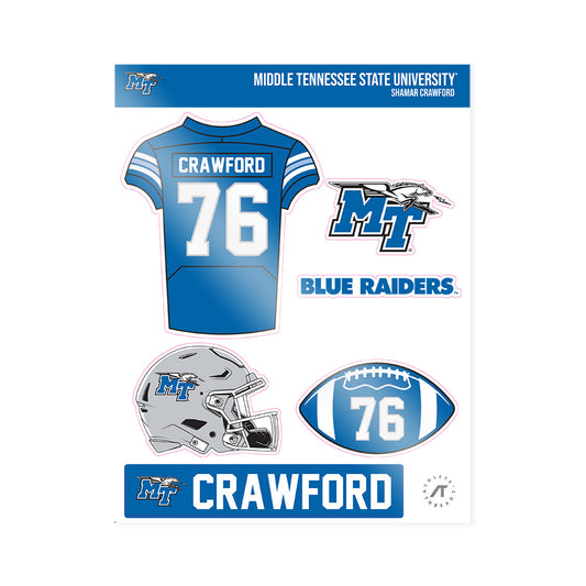 MTSU - NCAA Football : Shamar Crawford - Sticker Sheet-0