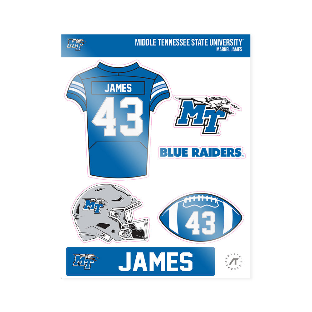 MTSU - NCAA Football : Markel James - Sticker Sheet-0