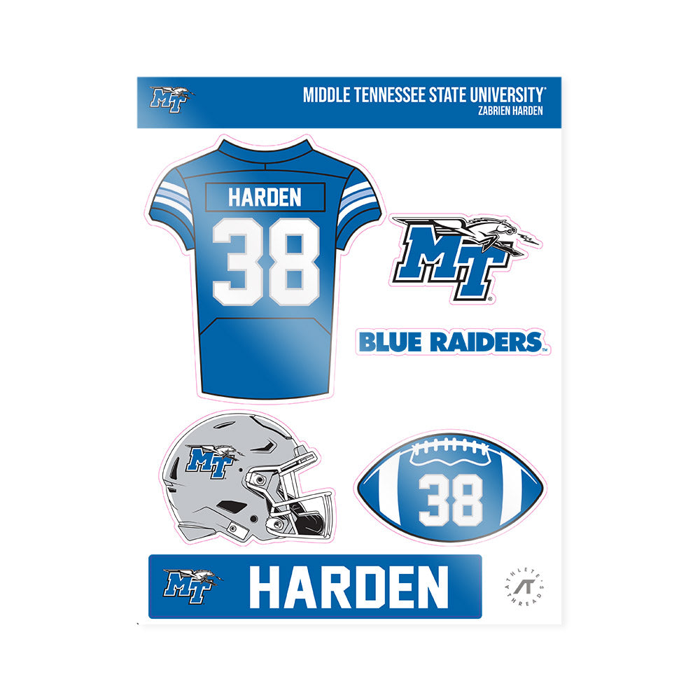 MTSU - NCAA Football : ZaBrien Harden - Sticker Sheet-0