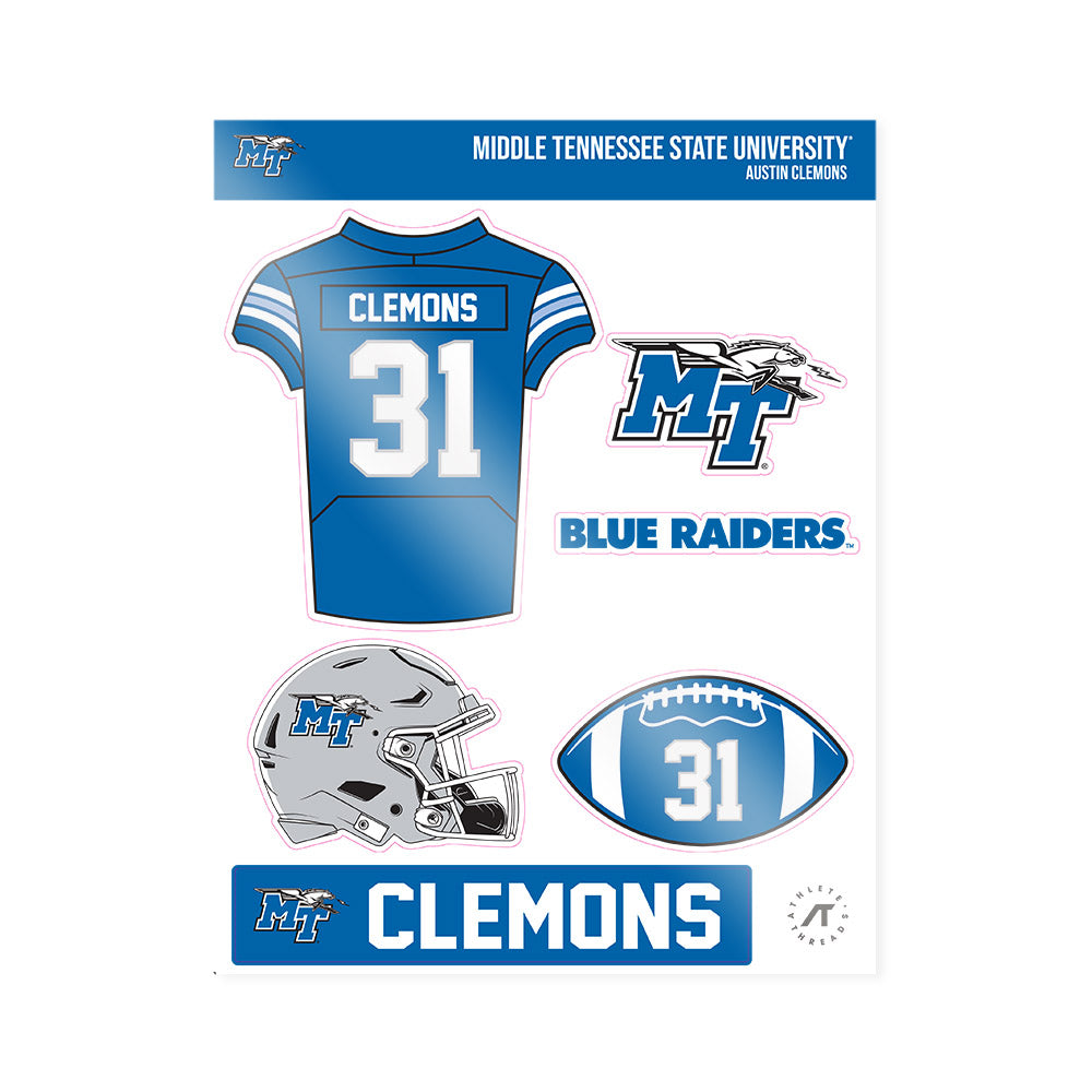 MTSU - NCAA Football : Austin Clemons - Sticker Sheet-0