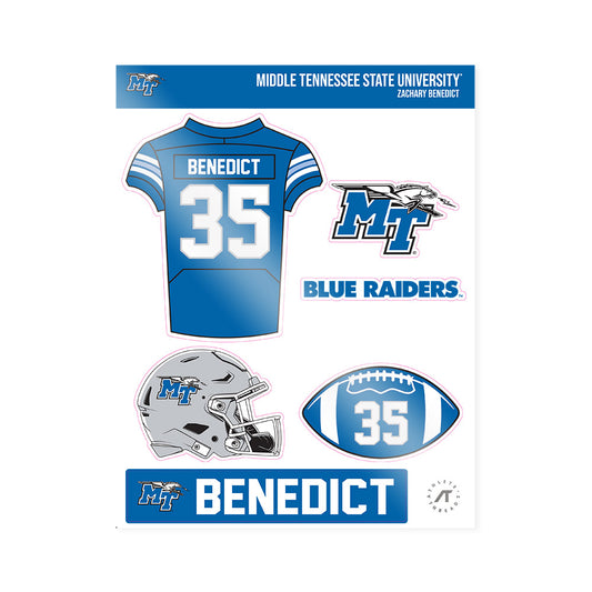 MTSU - NCAA Football : Zachary Benedict - Sticker Sheet-0