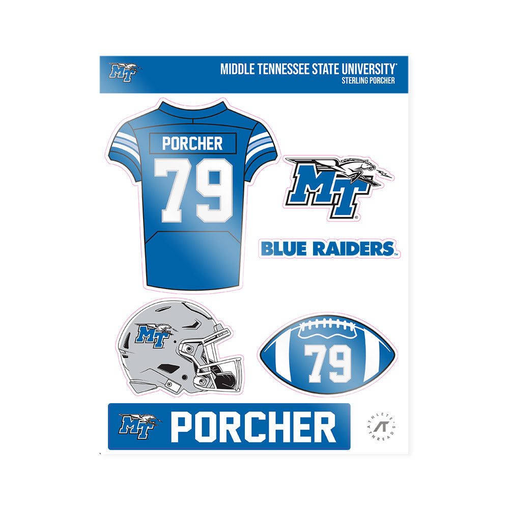 MTSU - NCAA Football : Sterling Porcher - Sticker Sheet-0