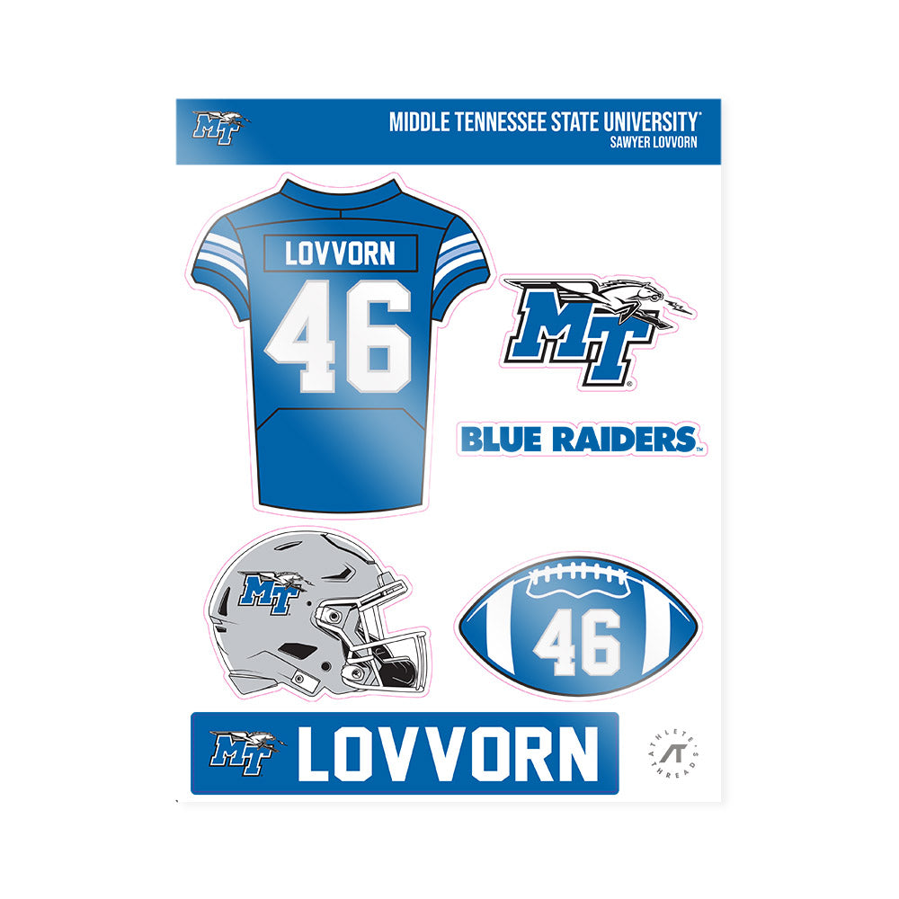 MTSU - NCAA Football : Sawyer Lovvorn - Sticker Sheet-0