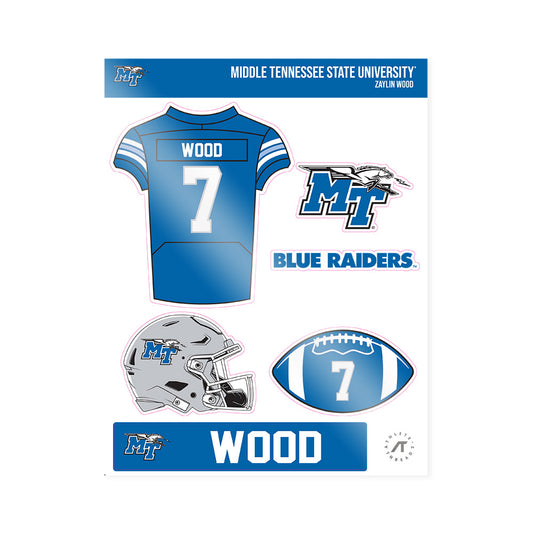 MTSU - NCAA Football : Zaylin Wood - Sticker Sheet-0