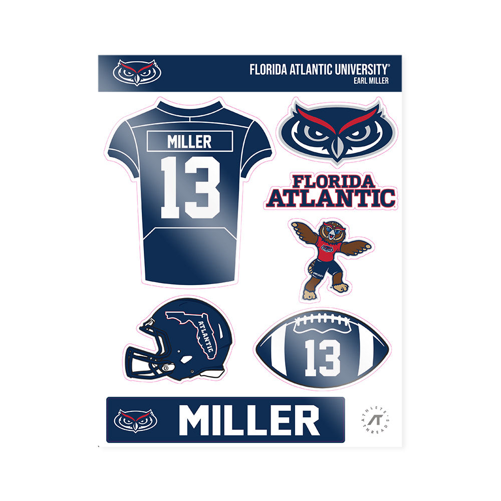 FAU - NCAA Football : Earl Miller - Sticker Sheet-0