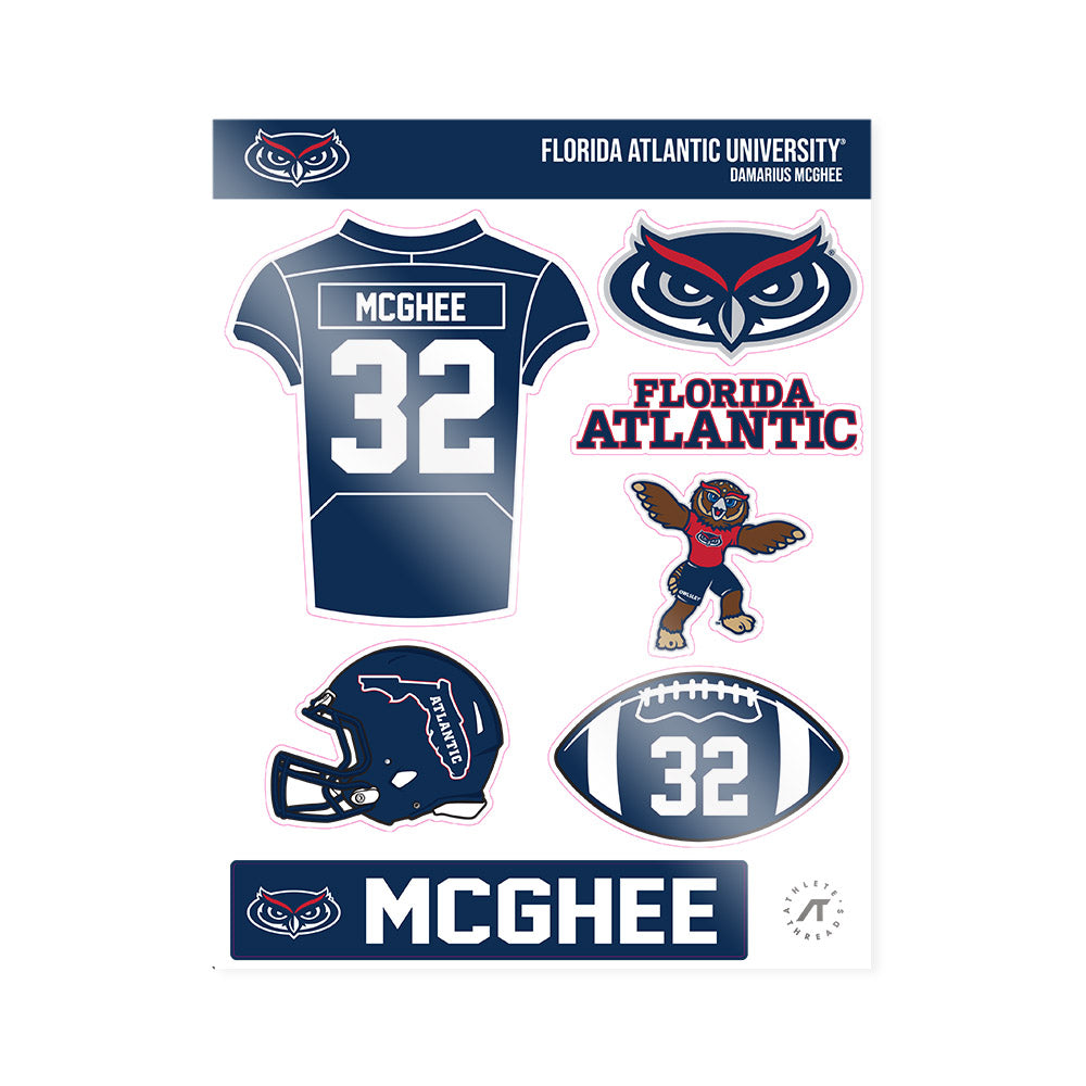 FAU - NCAA Football : Damarius McGhee - Sticker Sheet-0