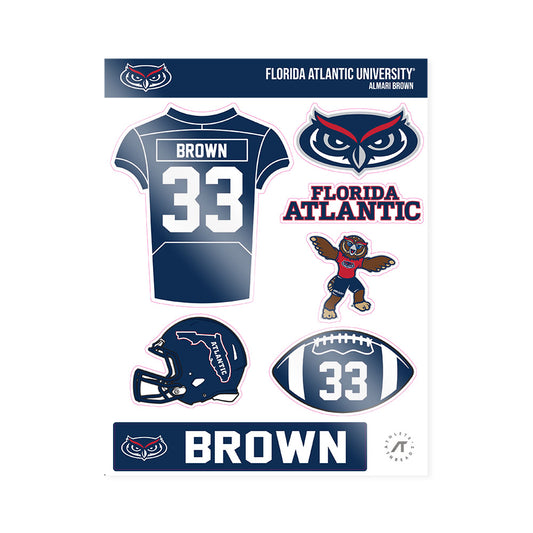 FAU - NCAA Football : Almari Brown - Sticker Sheet-0