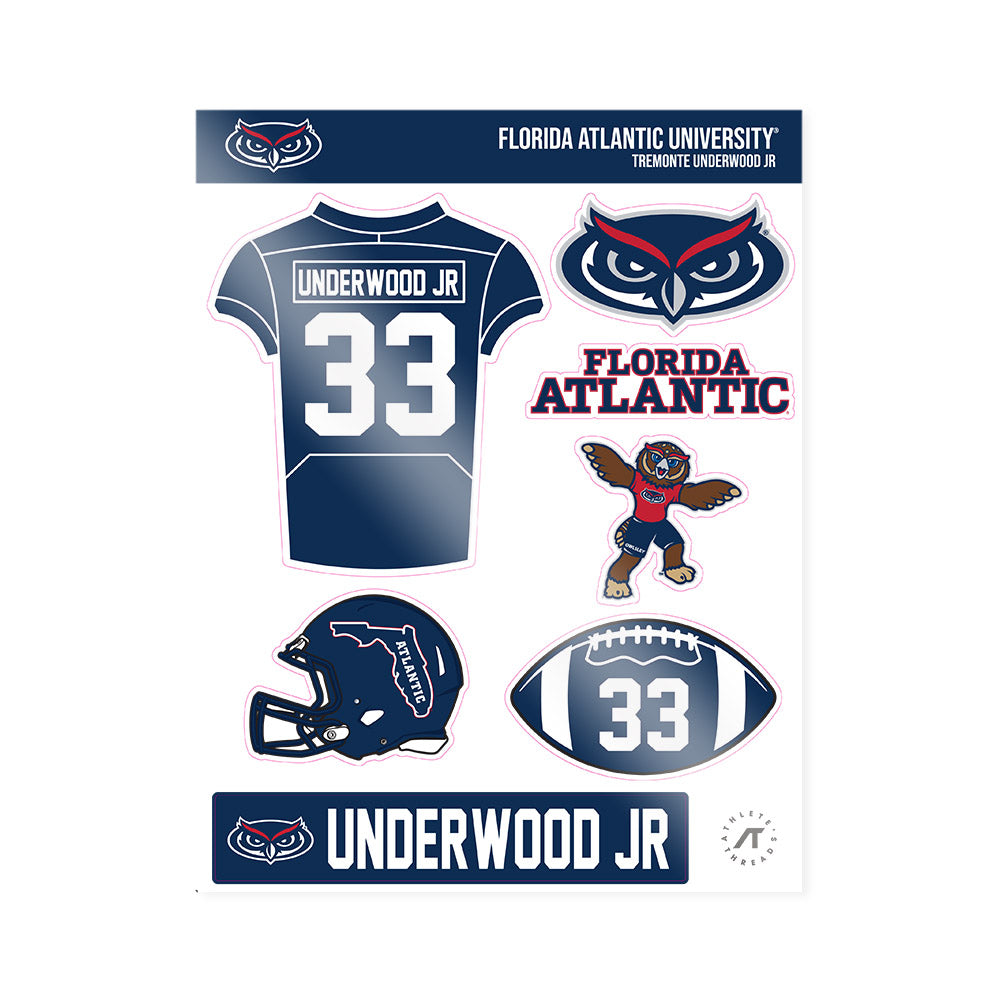 FAU - NCAA Football : Tremonte Underwood Jr - Sticker Sheet-0