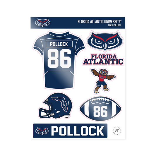 FAU - NCAA Football : Owen Pollock - Sticker Sheet-0