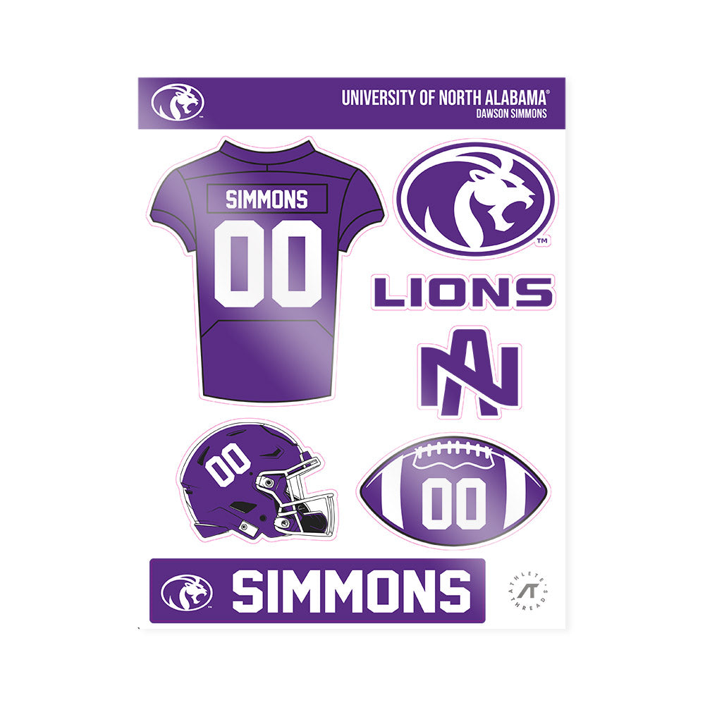 North Alabama - NCAA Football : Dawson Simmons - Sticker Sheet-0
