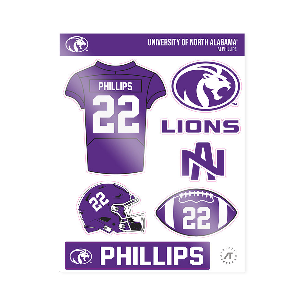 North Alabama - NCAA Football : Aj Phillips - Sticker Sheet-0