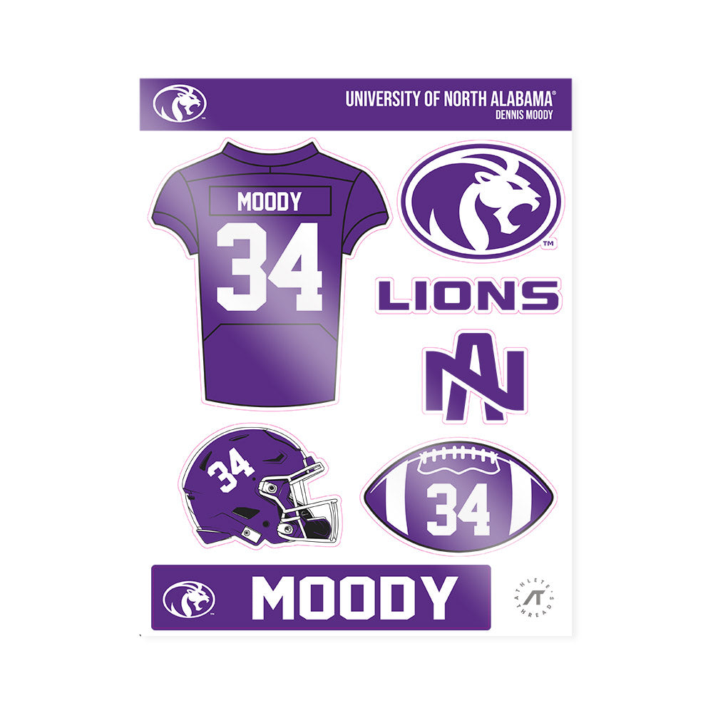 North Alabama - NCAA Football : Dennis Moody - Sticker Sheet-0