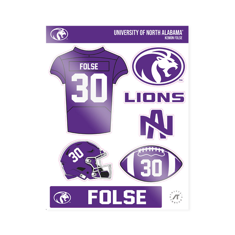 North Alabama - NCAA Football : Kemon Folse - Sticker Sheet-0