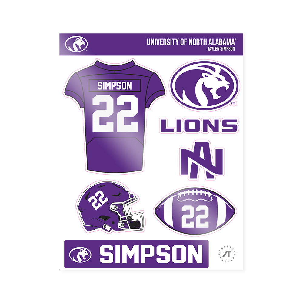 North Alabama - NCAA Football :Jaylen Simpson - Sticker Sheet-0