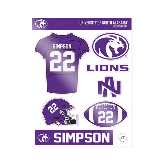 North Alabama - NCAA Football :Jaylen Simpson - Sticker Sheet-0