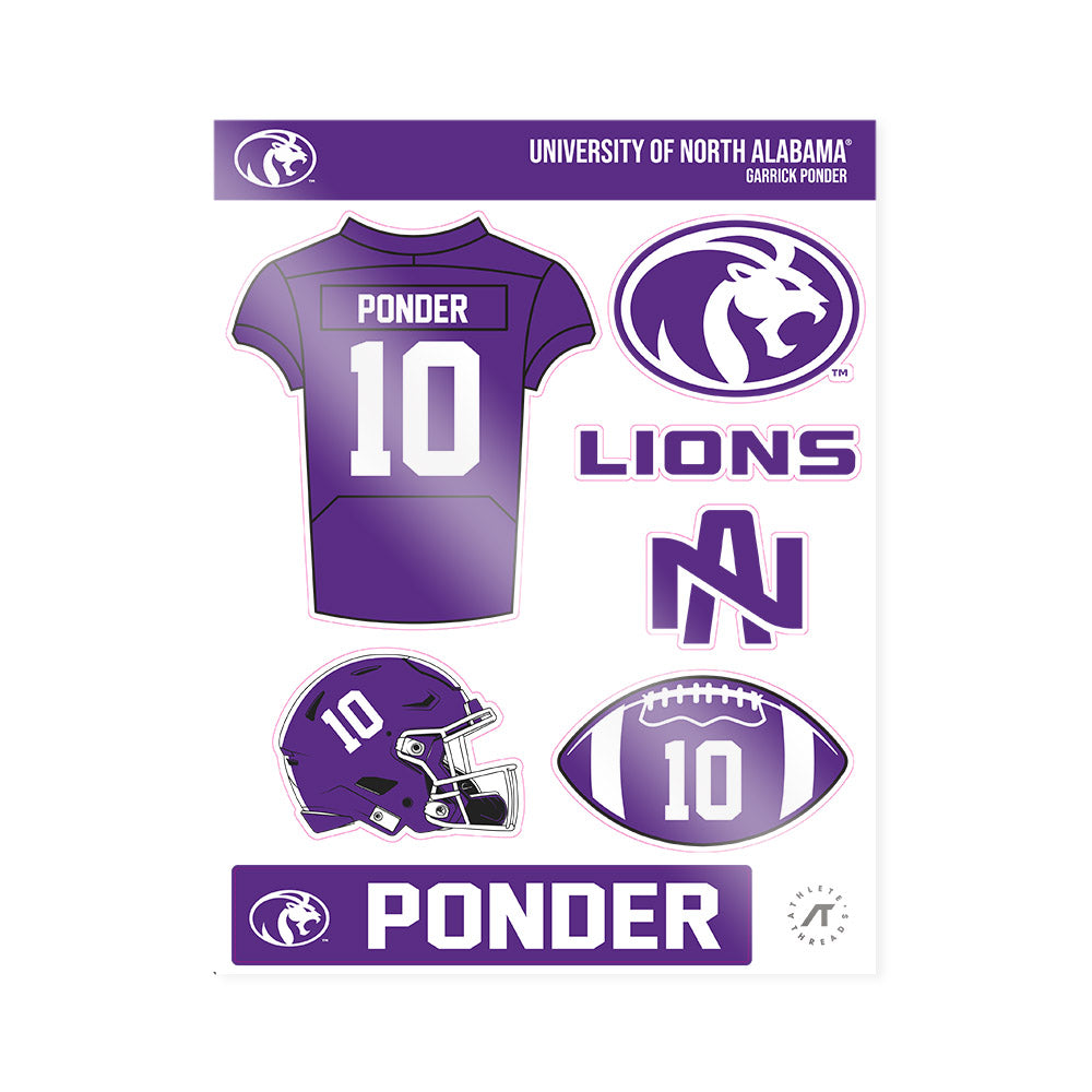 North Alabama - NCAA Football : Garrick Ponder - Sticker Sheet-0