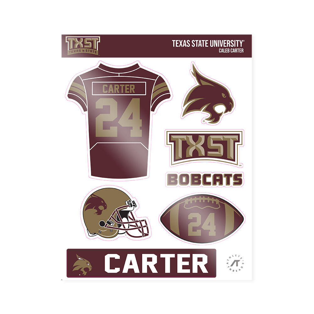 Texas State - NCAA Football : Caleb Carter - Sticker Sheet-0