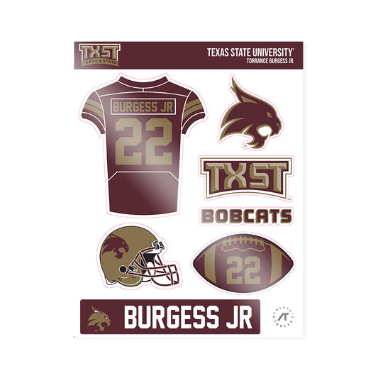 Texas State - NCAA Football : Torrance Burgess Jr - Sticker Sheet-0
