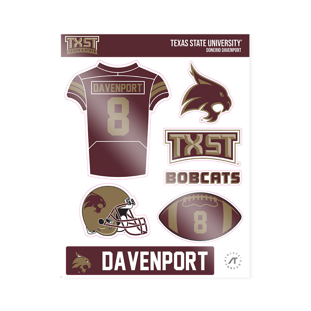 Texas State - NCAA Football : Donerio Davenport - Sticker Sheet-0