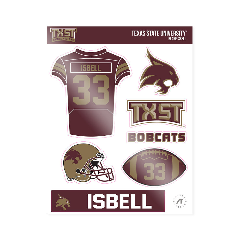 Texas State - NCAA Football : Blake Isbell - Sticker Sheet-0