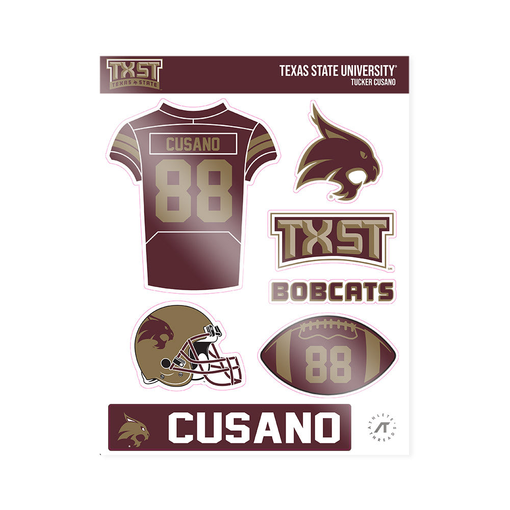 Texas State - NCAA Football : Tucker Cusano - Sticker Sheet-0