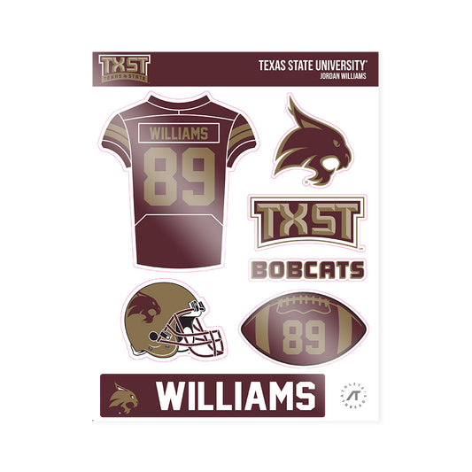 Texas State - NCAA Football : Jordan Williams - Sticker Sheet-0