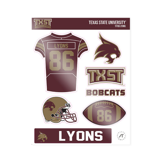Texas State - NCAA Football : Titus Lyons - Sticker Sheet-0