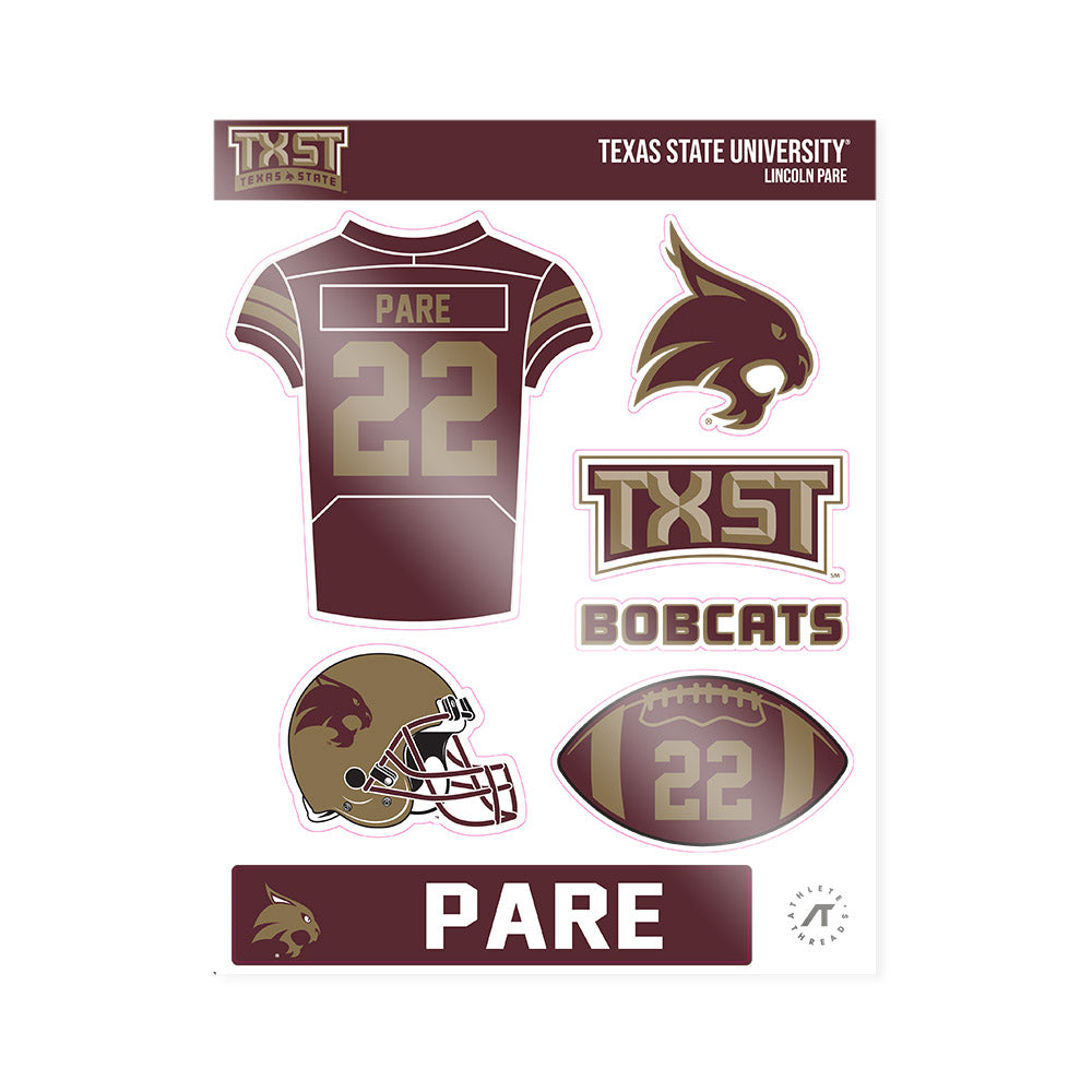 Texas State - NCAA Football : Lincoln Pare - Sticker Sheet-0