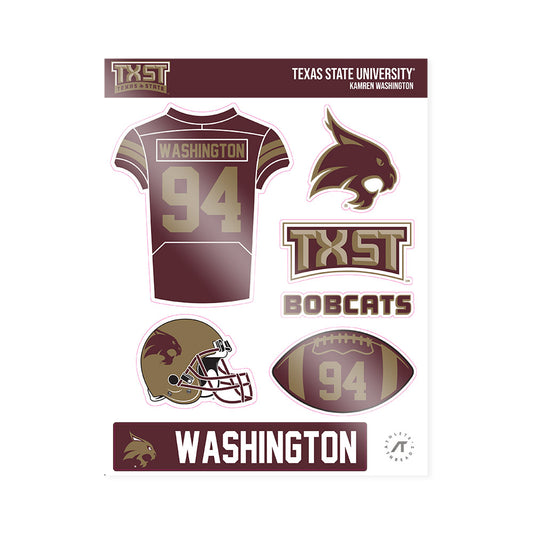 Texas State - NCAA Football : Kamren Washington - Sticker Sheet-0