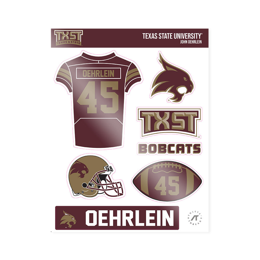 Texas State - NCAA Football : John Oehrlein - Sticker Sheet-0