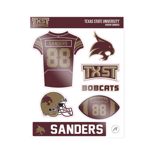 Texas State - NCAA Football : Jordan sanders - Sticker Sheet-0