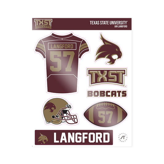 Texas State - NCAA Football : Ian Langford - Sticker Sheet-0