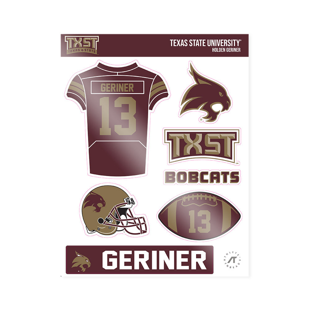 Texas State - NCAA Football : Holden Geriner - Sticker Sheet-0